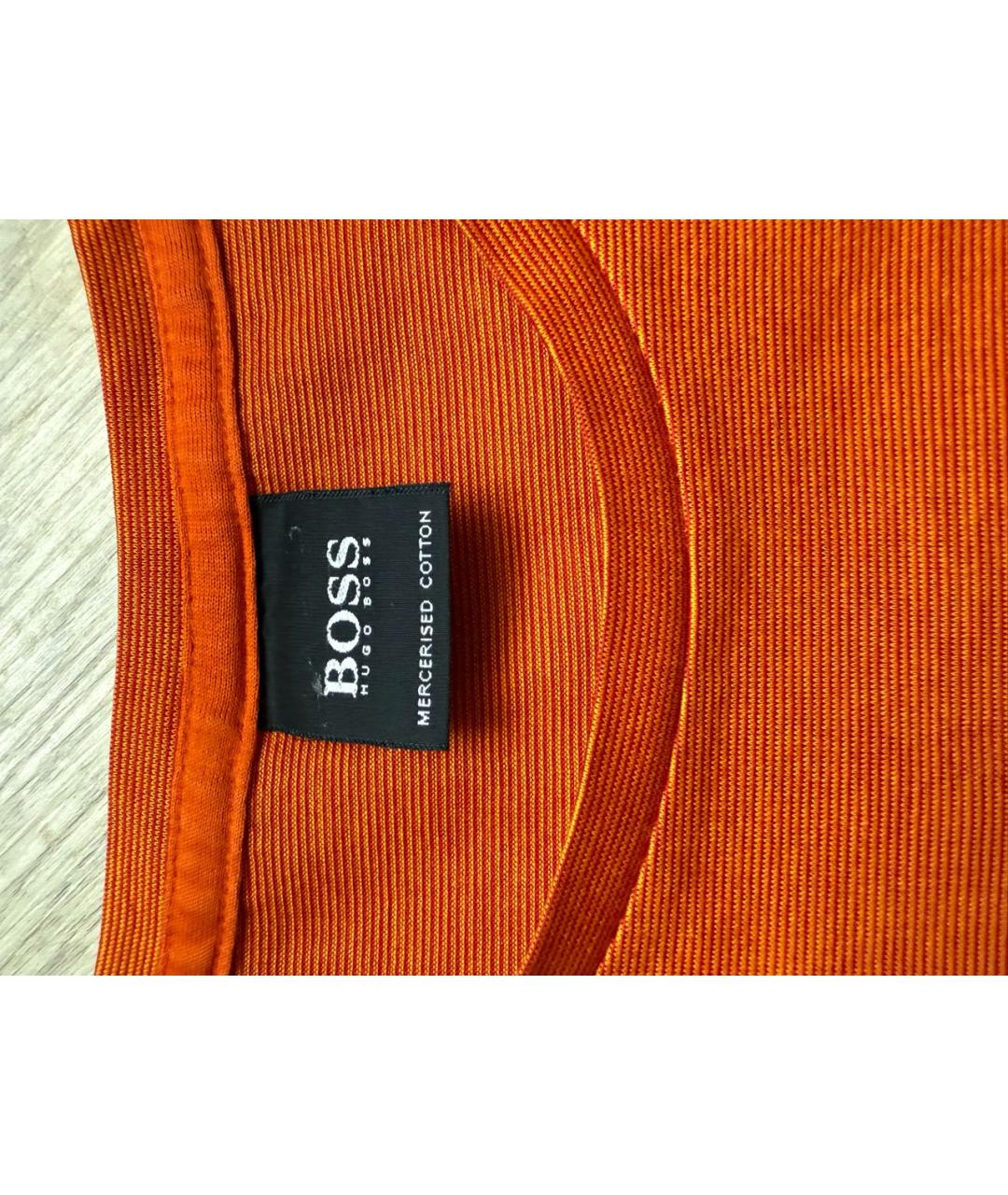 HUGO BOSS Оранжевая хлопковая футболка, фото 4
