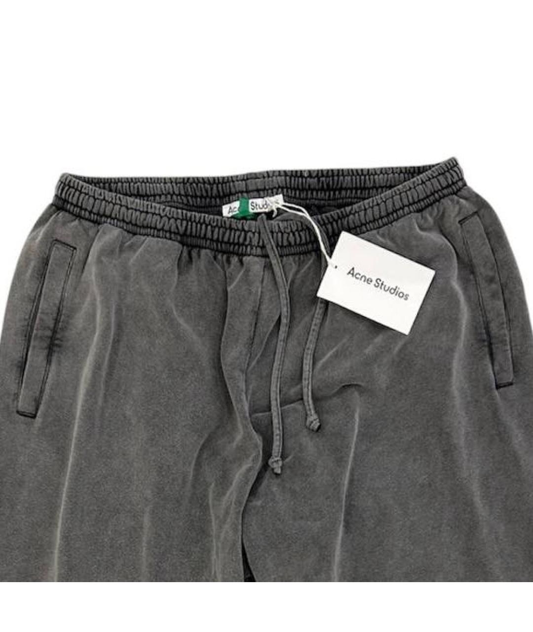 ACNE STUDIOS Серебряные хлопковые повседневные брюки, фото 3