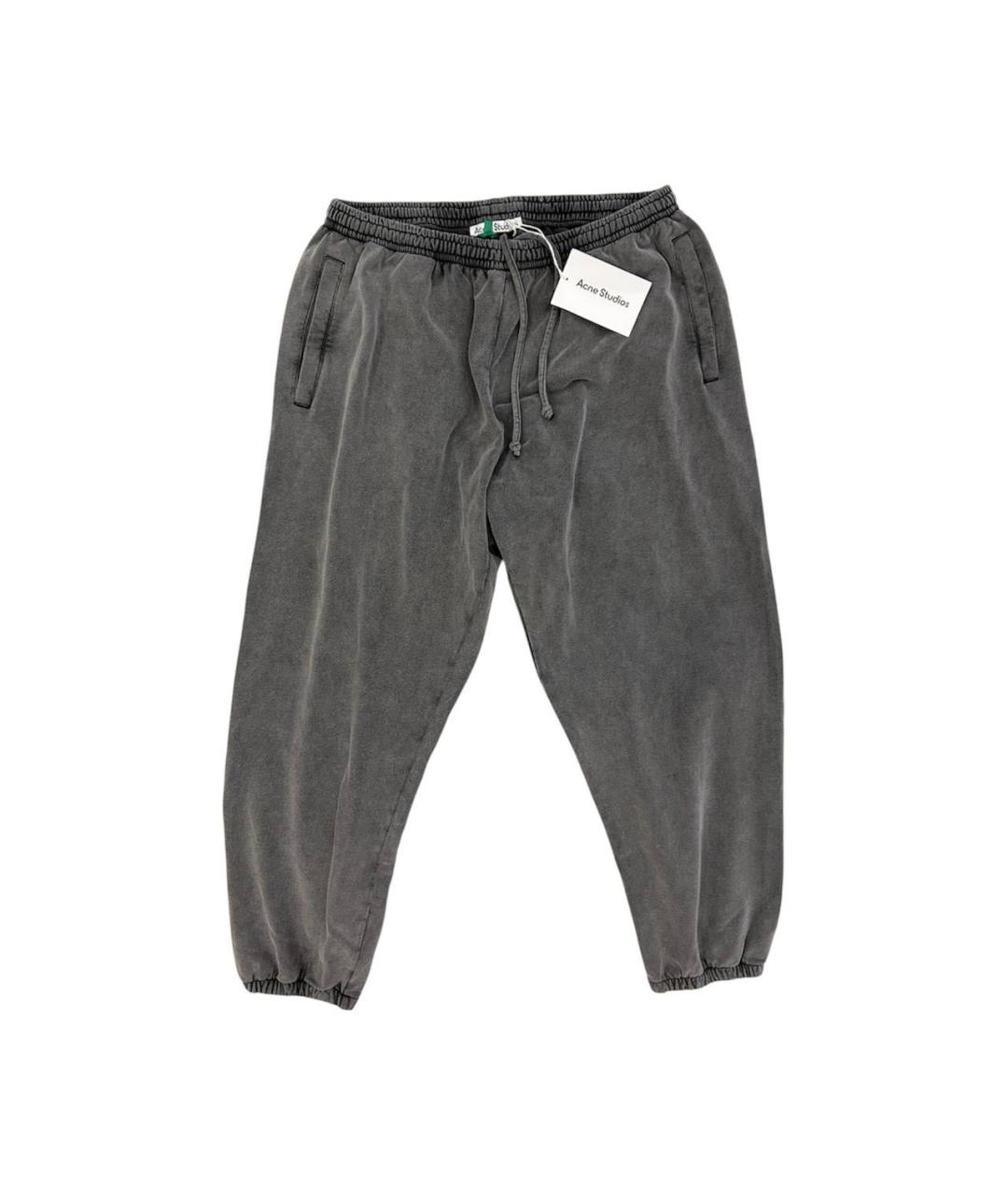 ACNE STUDIOS Серебряные хлопковые повседневные брюки, фото 1