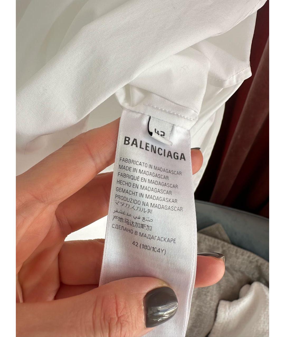 BALENCIAGA Белая хлопковая кэжуал рубашка, фото 5