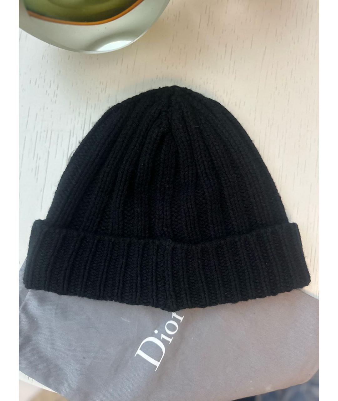 CHRISTIAN DIOR Черная шерстяная шапка, фото 2