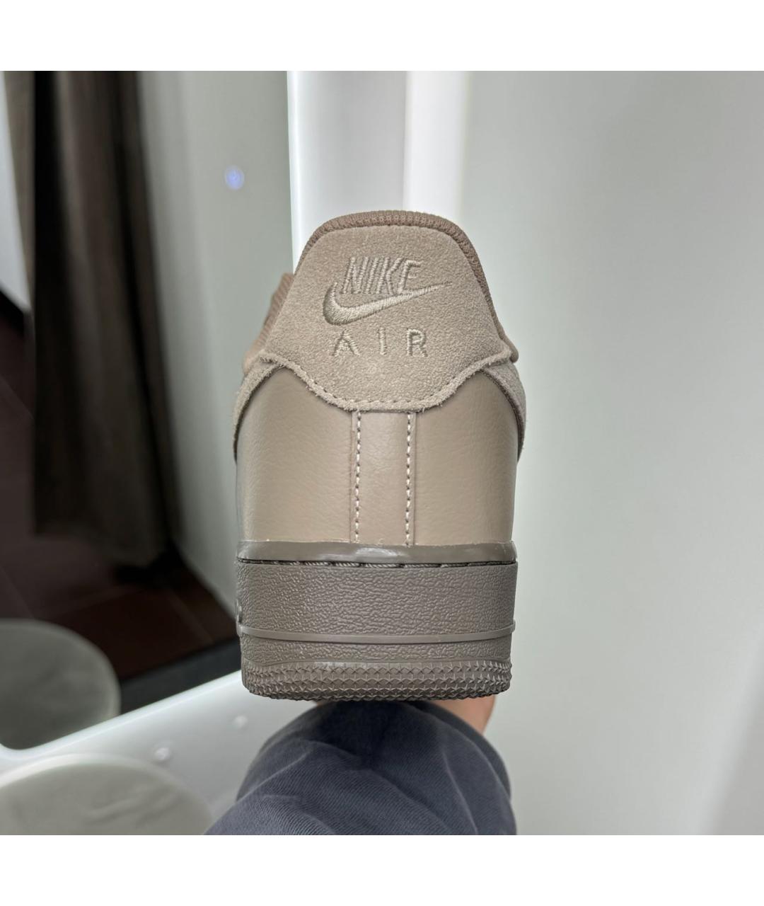 NIKE Коричневые кожаные низкие кроссовки / кеды, фото 4