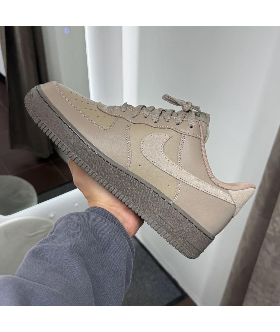 NIKE Коричневые кожаные низкие кроссовки / кеды, фото 5