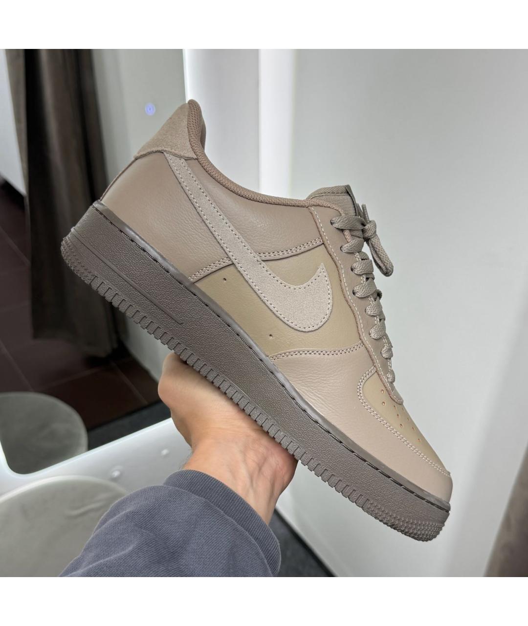 NIKE Коричневые кожаные низкие кроссовки / кеды, фото 2