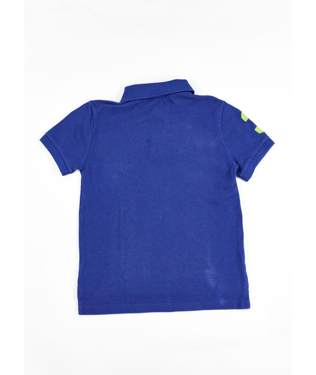 POLO RALPH LAUREN Синяя хлопковая детская футболка, фото 2