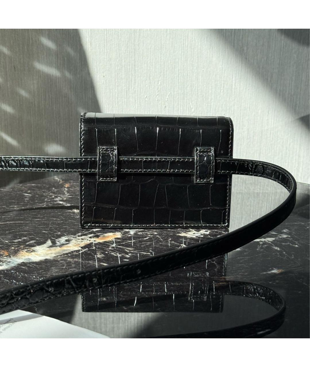 BALENCIAGA Черная кожаная поясная сумка, фото 3