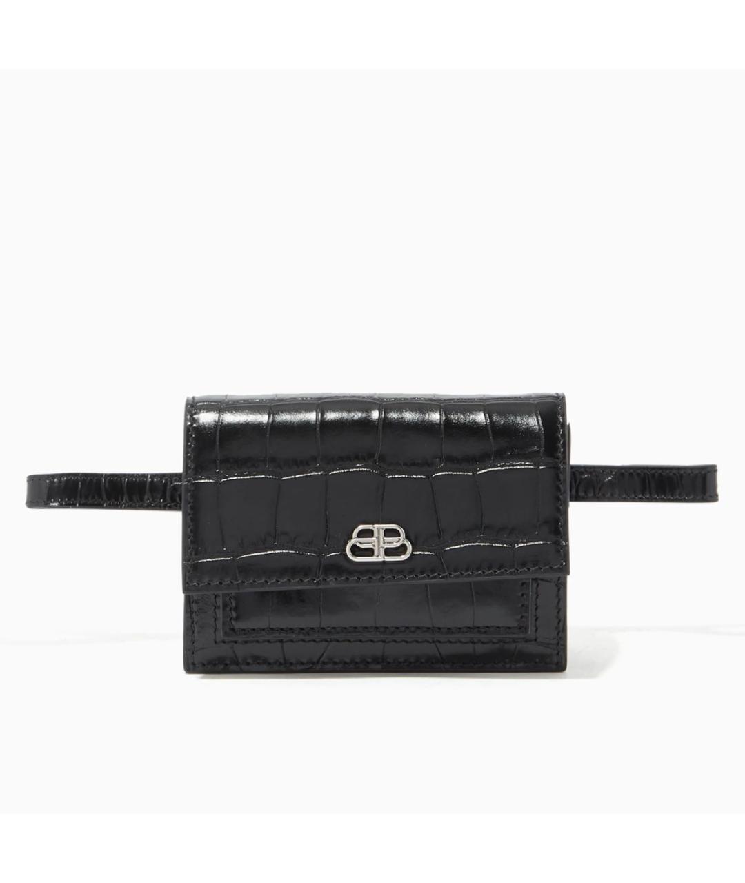 BALENCIAGA Черная кожаная поясная сумка, фото 8