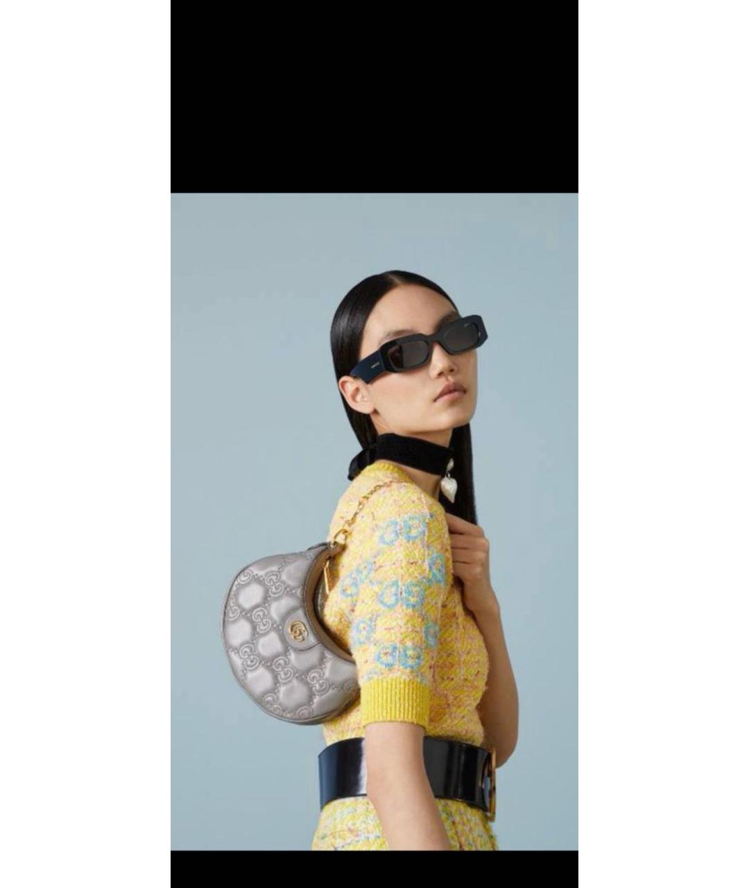 GUCCI Серая кожаная сумка через плечо, фото 2