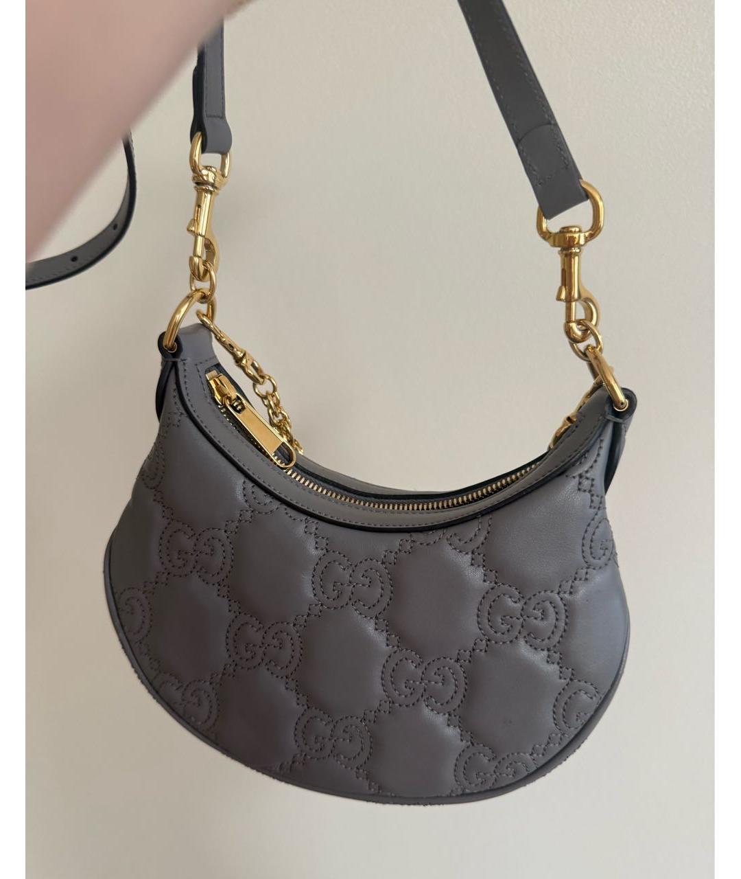 GUCCI Серая кожаная сумка через плечо, фото 3