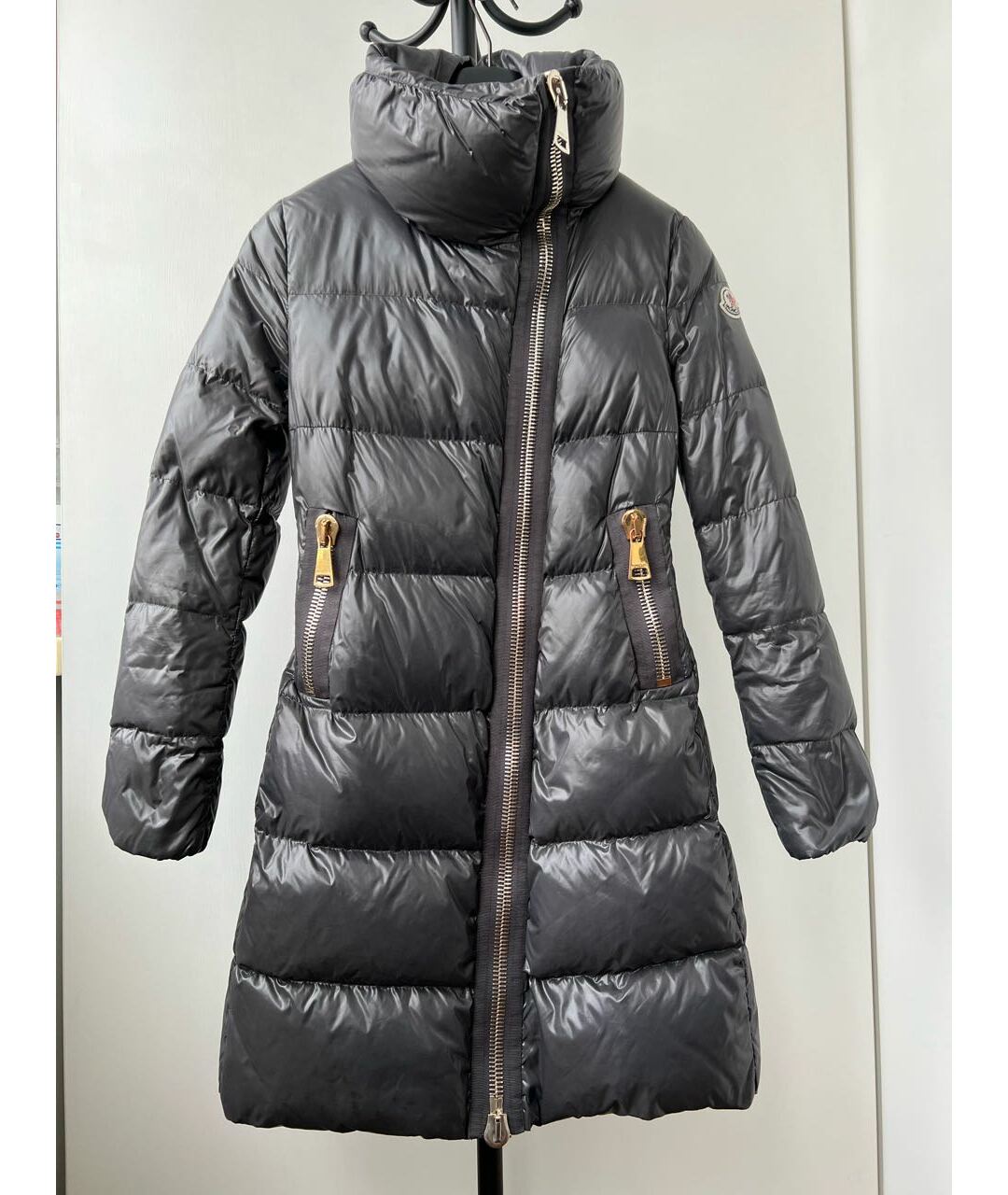 MONCLER Антрацитовый полиамидовый пуховик, фото 8