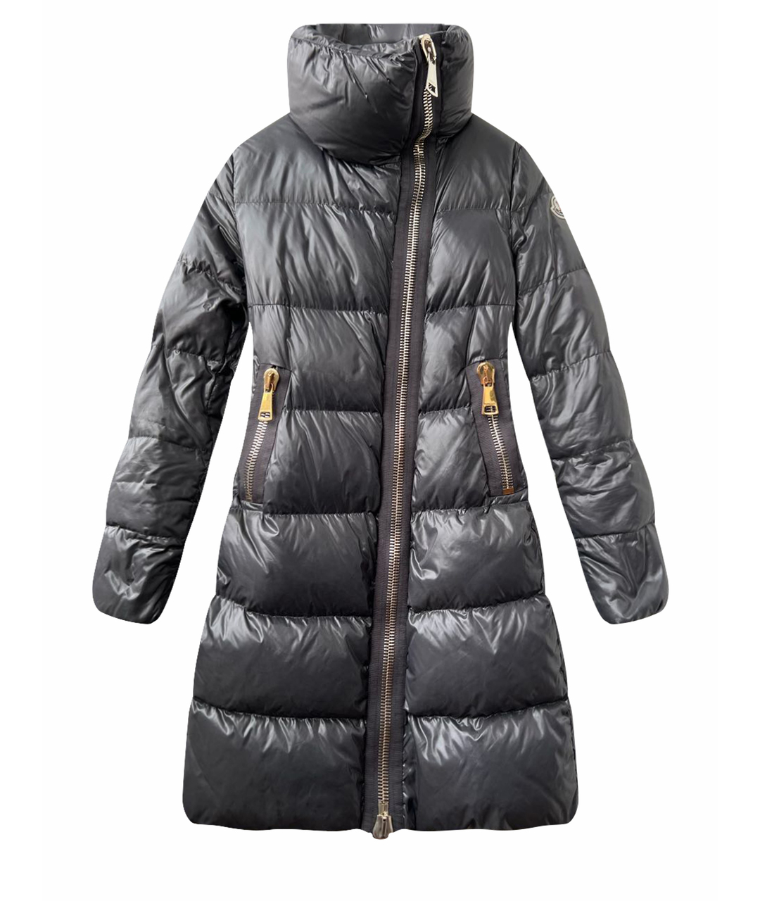 MONCLER Антрацитовый полиамидовый пуховик, фото 1