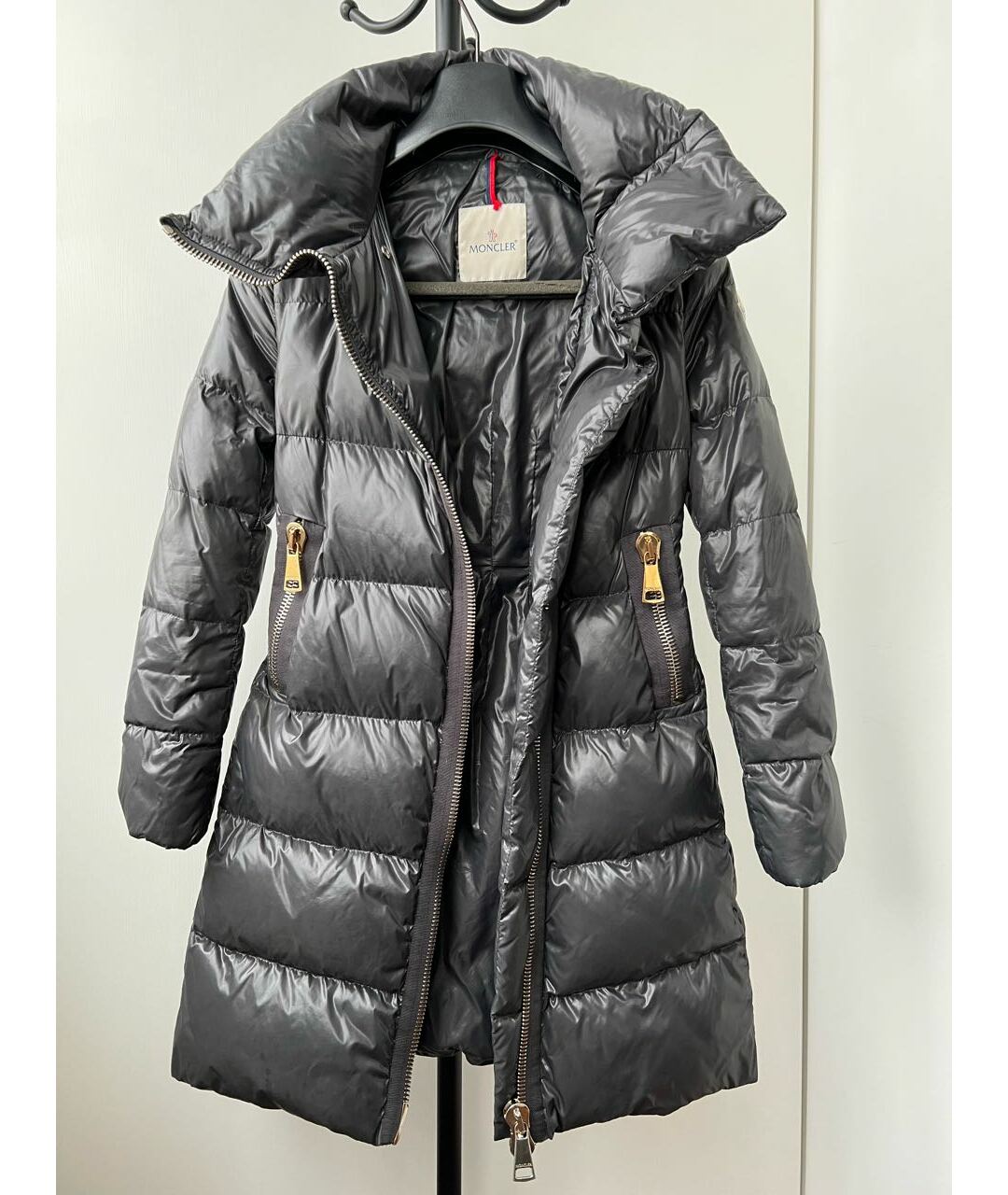 MONCLER Антрацитовый полиамидовый пуховик, фото 3