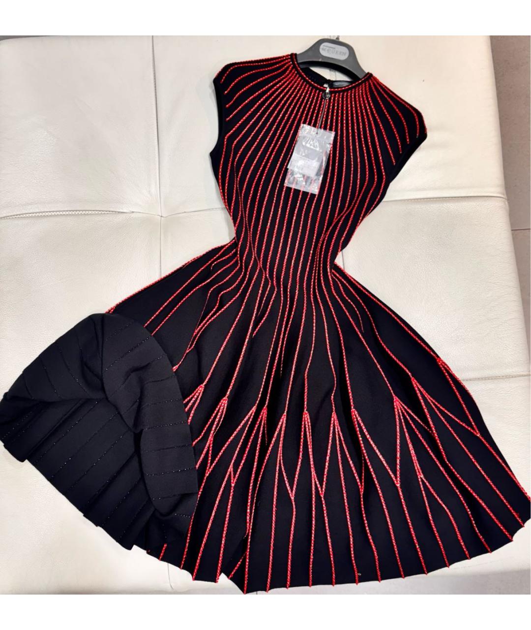 ALEXANDER MCQUEEN Бордовое шерстяное коктейльное платье, фото 8