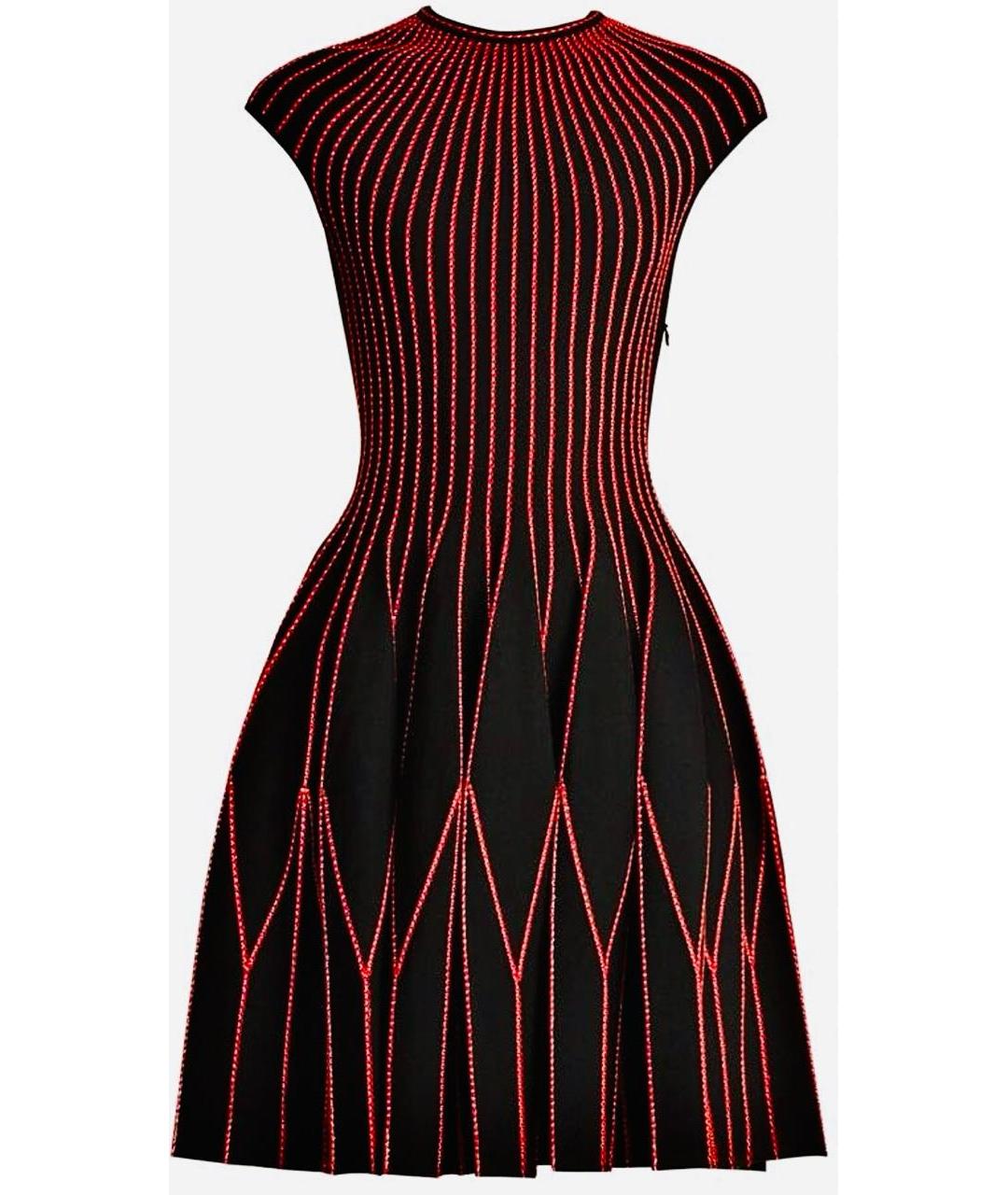 ALEXANDER MCQUEEN Бордовое шерстяное коктейльное платье, фото 1