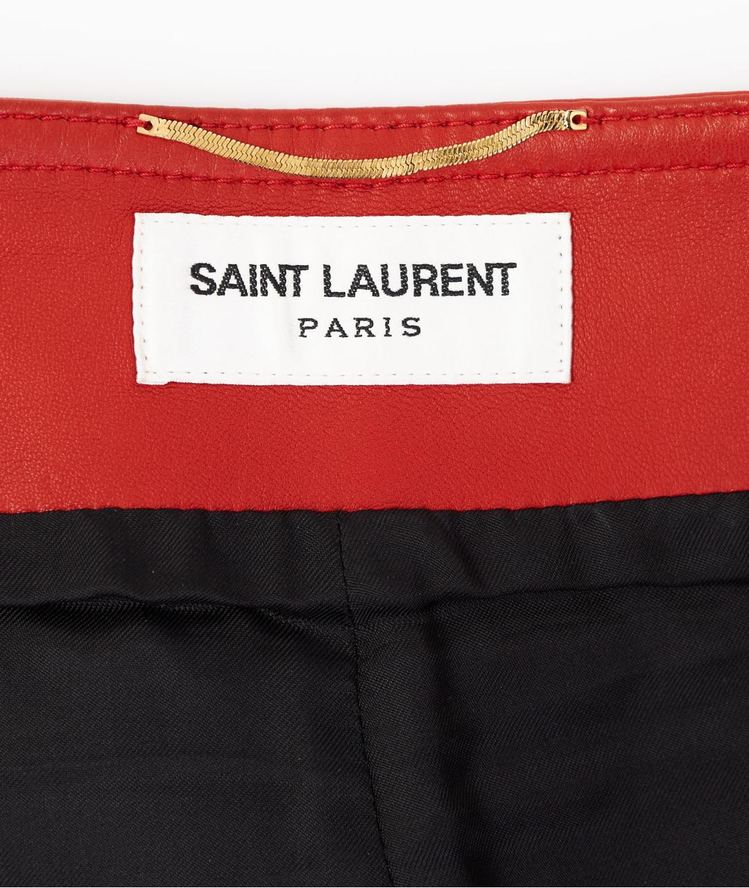 SAINT LAURENT Красные кожаные шорты, фото 5