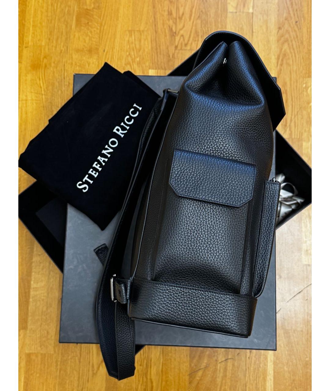 STEFANO RICCI Черный кожаный рюкзак, фото 6
