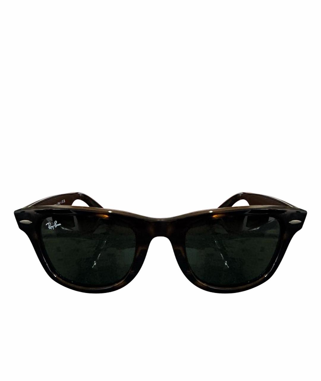 RAY BAN Коричневые пластиковые солнцезащитные очки, фото 1