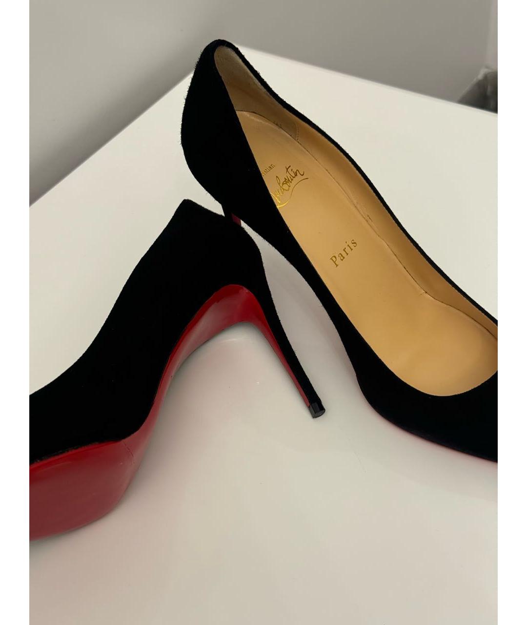 CHRISTIAN LOUBOUTIN Черные замшевые туфли, фото 5