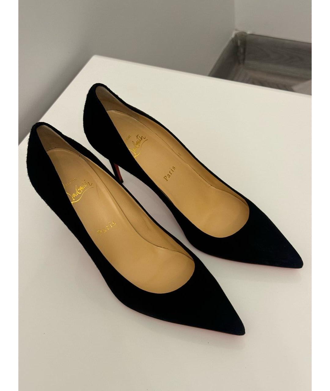 CHRISTIAN LOUBOUTIN Черные замшевые туфли, фото 3