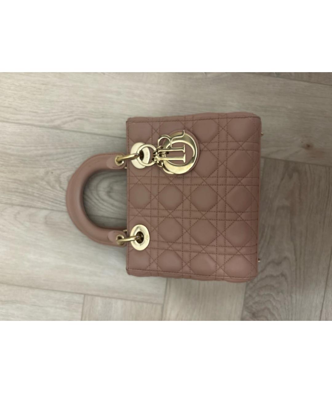 CHRISTIAN DIOR Розовая кожаная сумка с короткими ручками, фото 5