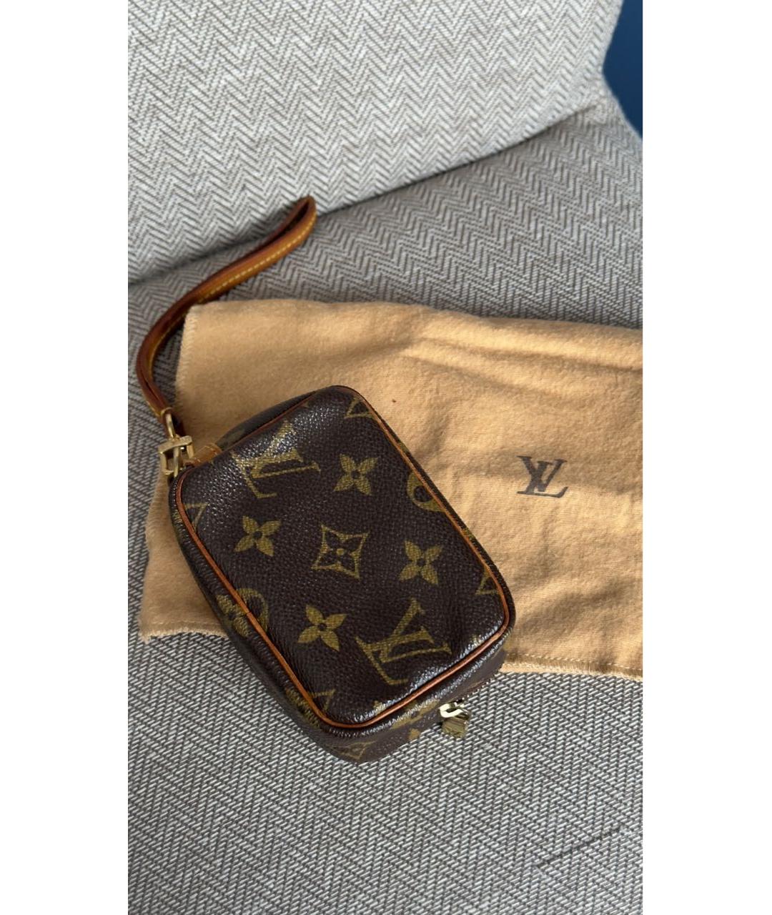 LOUIS VUITTON Коричневая кожаная косметичка, фото 5