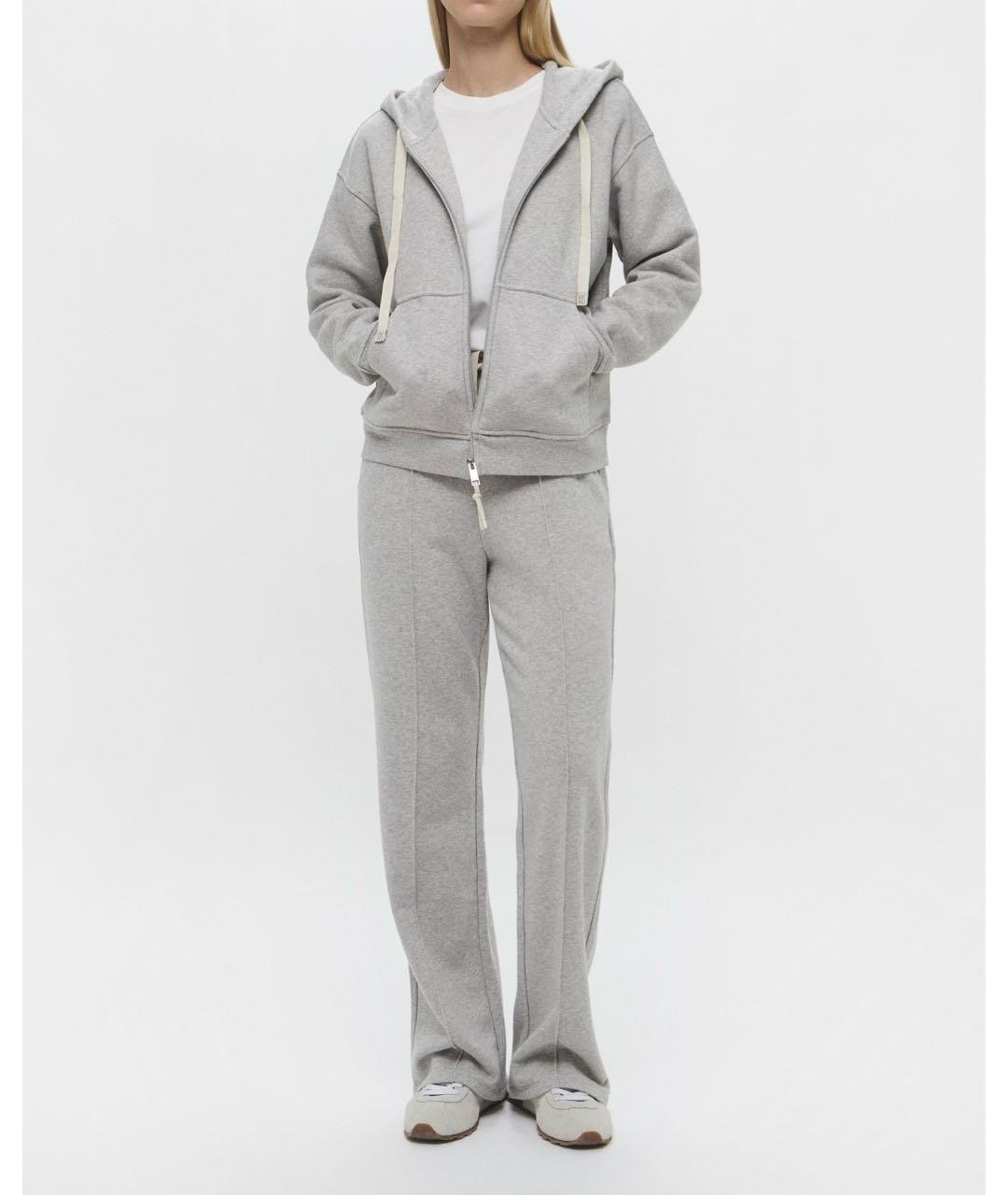 WEEKEND MAX MARA Серый хлопковый костюм с брюками, фото 4