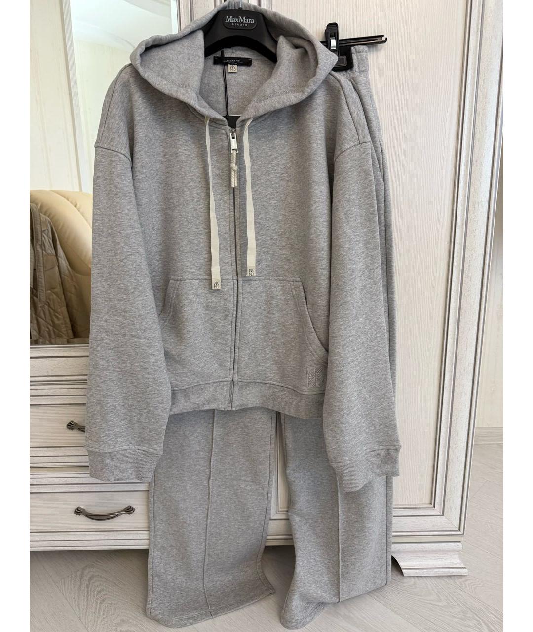 WEEKEND MAX MARA Серый хлопковый костюм с брюками, фото 7