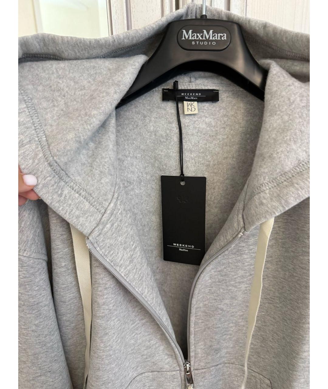 WEEKEND MAX MARA Серый хлопковый костюм с брюками, фото 8