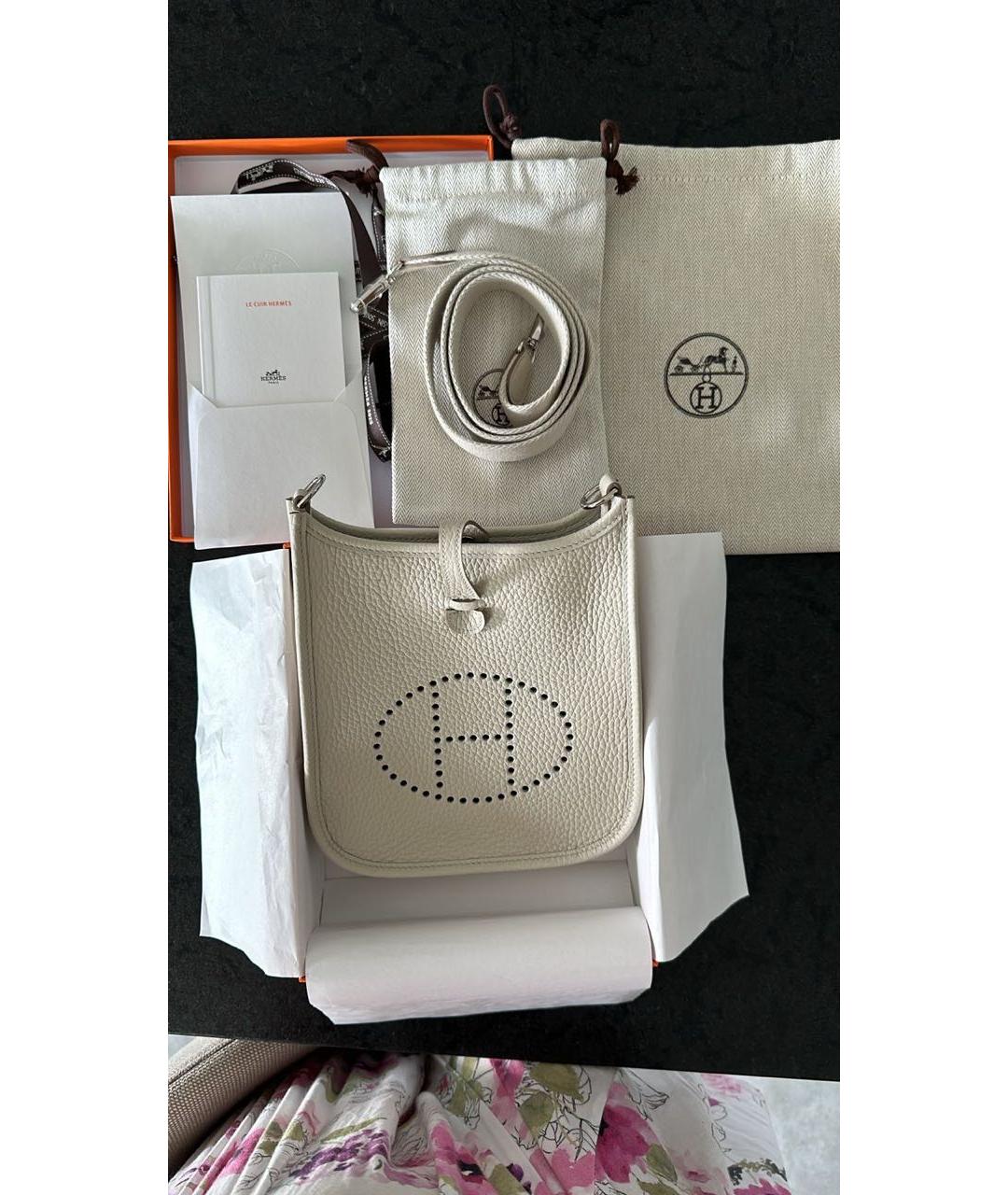 HERMES Бежевая кожаная сумка через плечо, фото 5