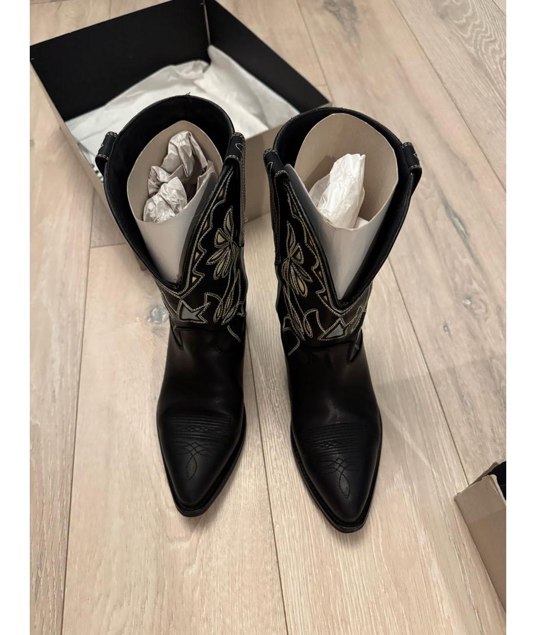 GOLDEN GOOSE DELUXE BRAND Черные кожаные сапоги, фото 2