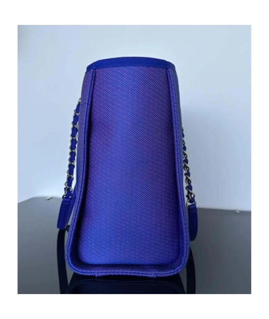 CHANEL Синяя тканевая сумка тоут, фото 6