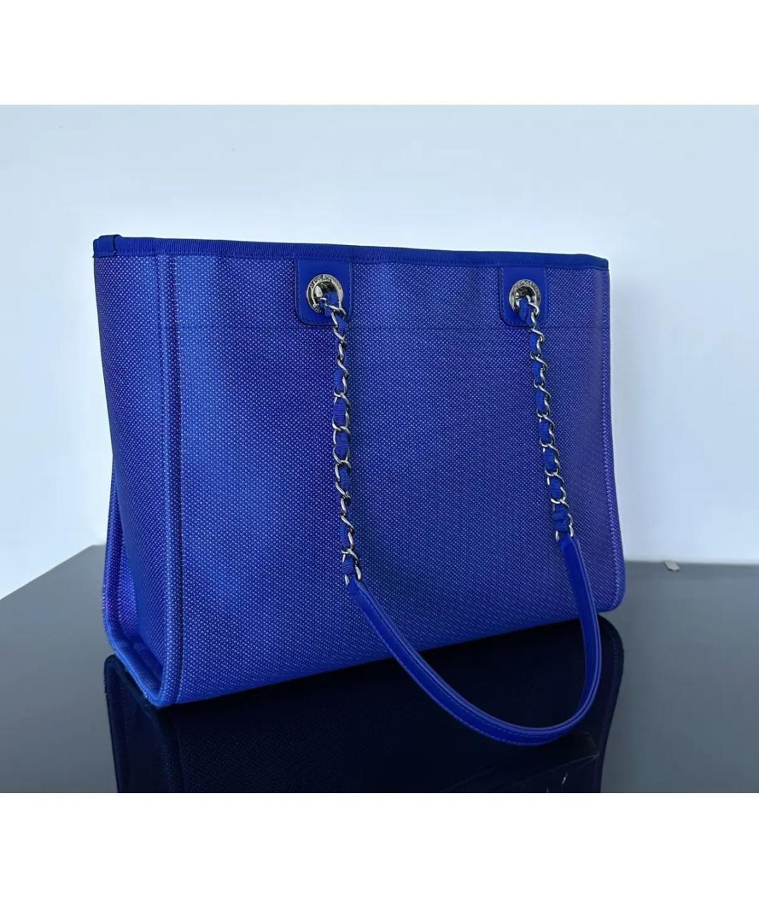 CHANEL Синяя тканевая сумка тоут, фото 2