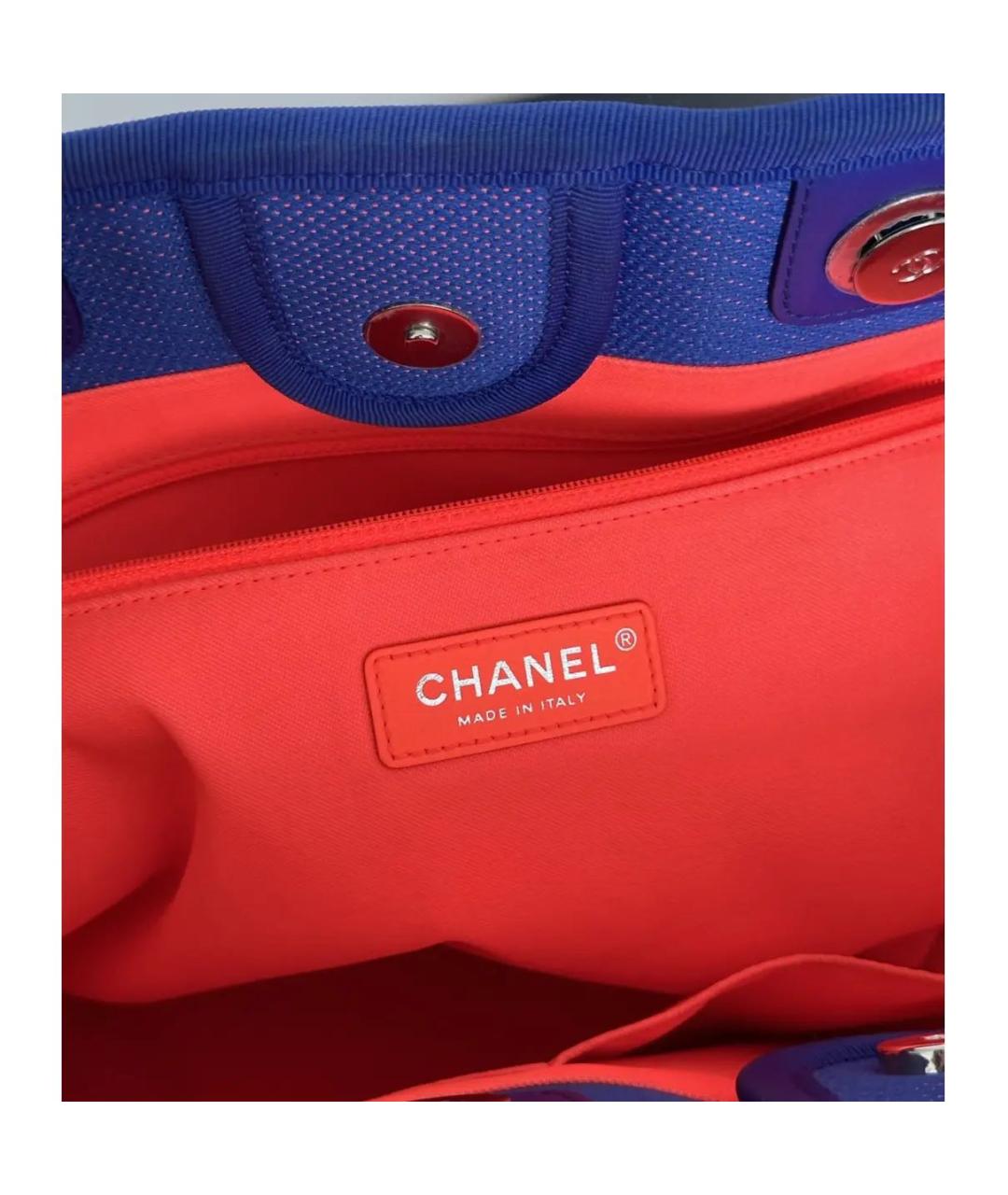 CHANEL Синяя тканевая сумка тоут, фото 4