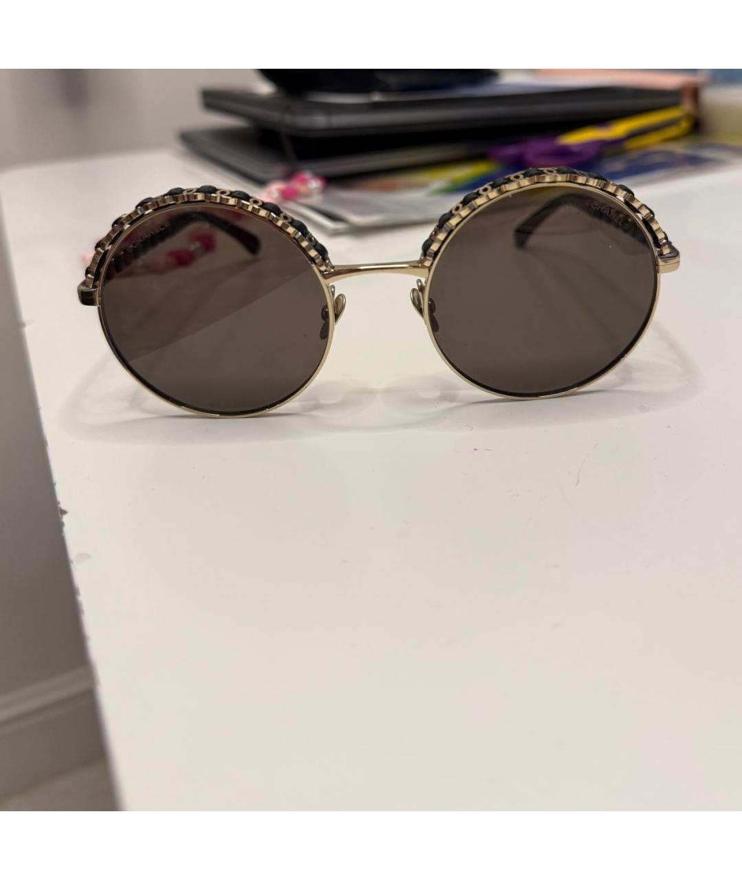 CHANEL Черные металлические солнцезащитные очки, фото 9