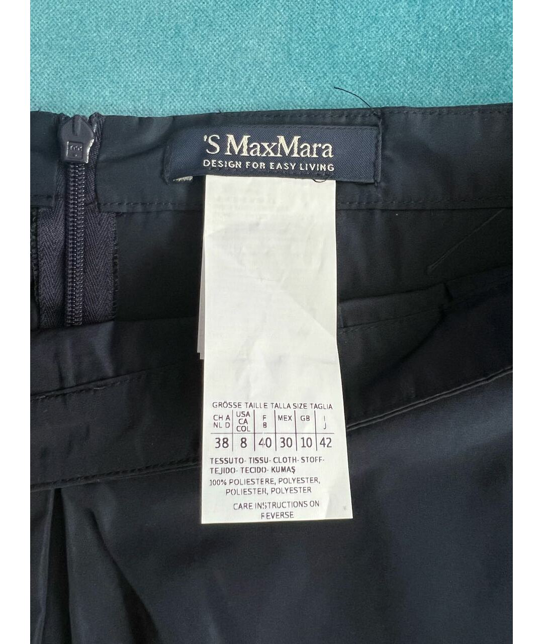 'S MAX MARA Темно-синяя полиэстеровая юбка макси, фото 5