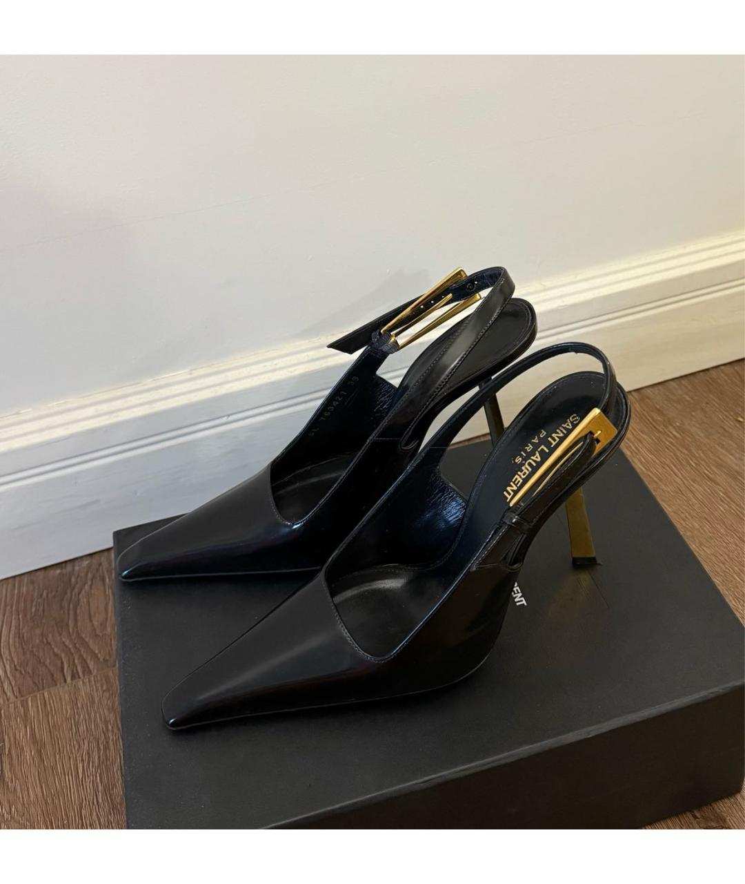 SAINT LAURENT Черные кожаные туфли, фото 2