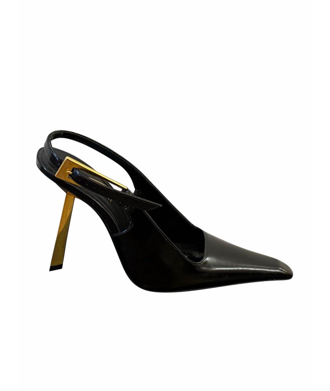 SAINT LAURENT Черные кожаные туфли, фото 1