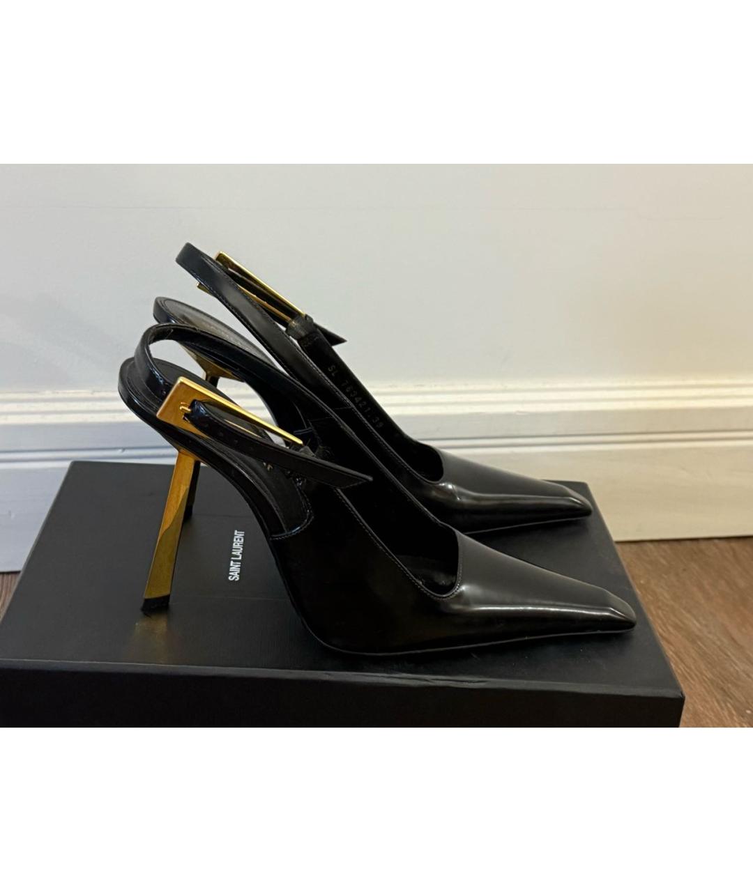 SAINT LAURENT Черные кожаные туфли, фото 4