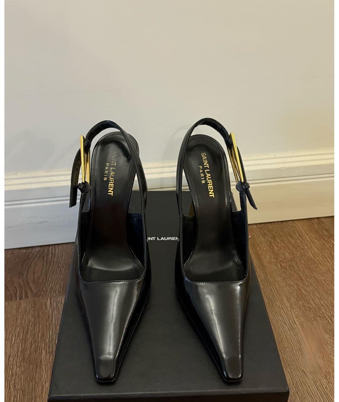 SAINT LAURENT Черные кожаные туфли, фото 3