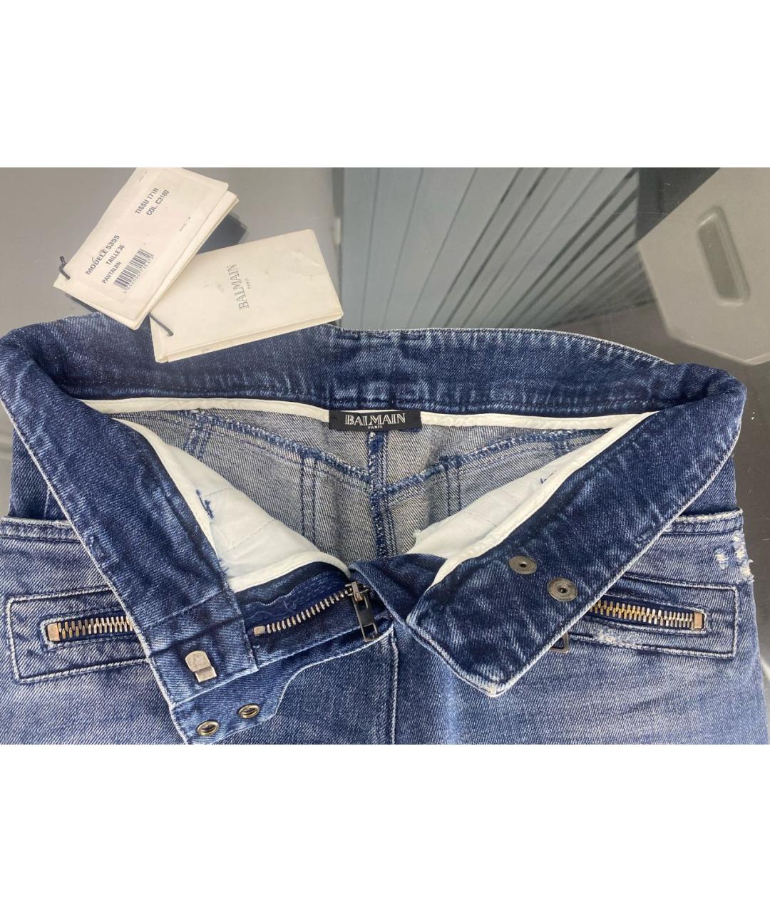 BALMAIN Синие хлопко-эластановые джинсы слим, фото 3