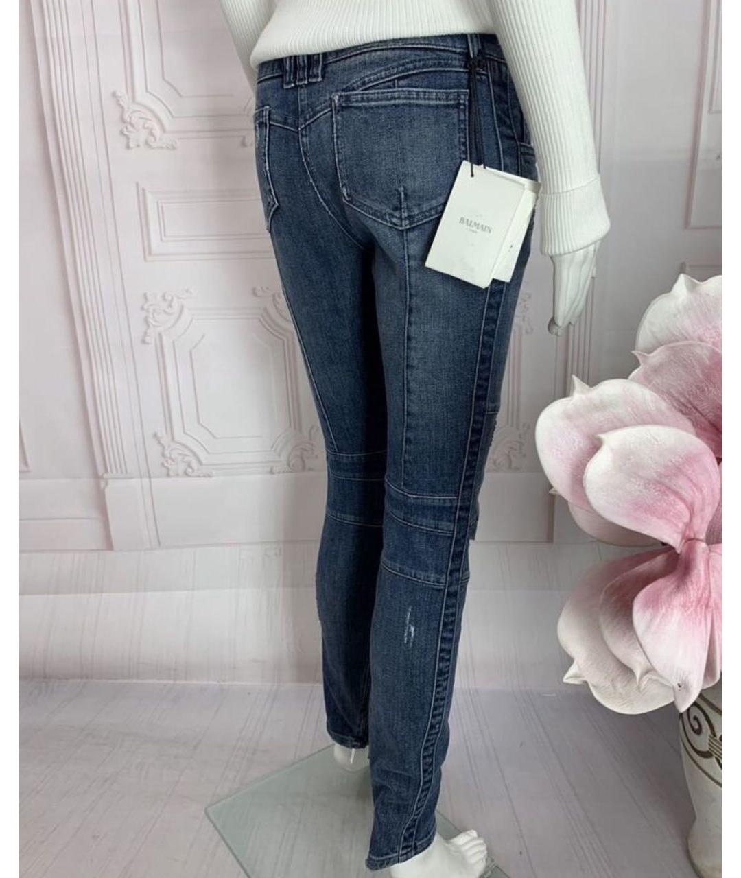 BALMAIN Синие хлопко-эластановые джинсы слим, фото 7
