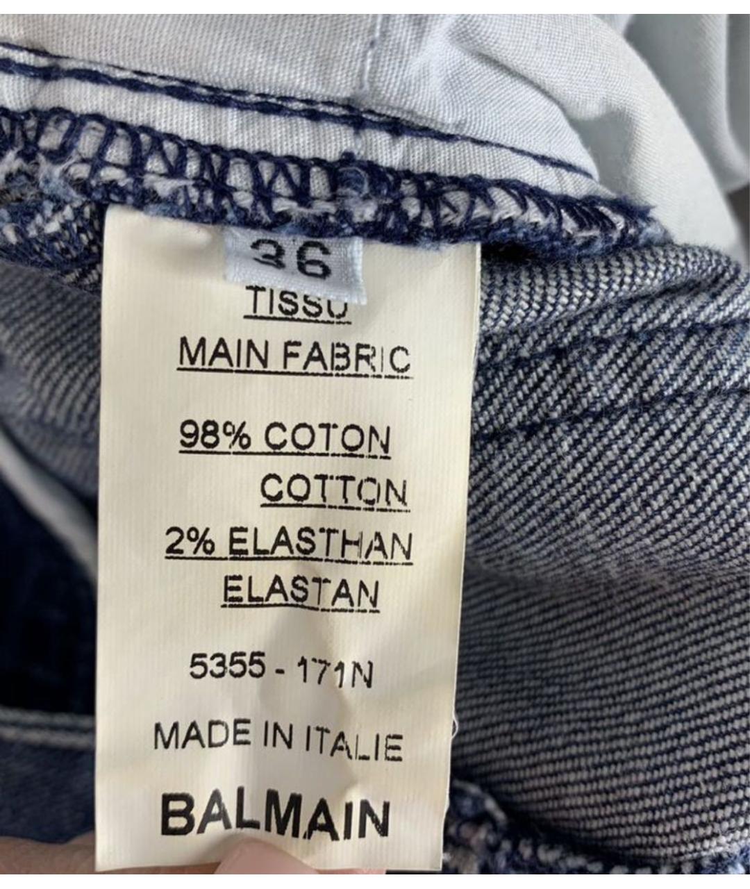 BALMAIN Синие хлопко-эластановые джинсы слим, фото 8