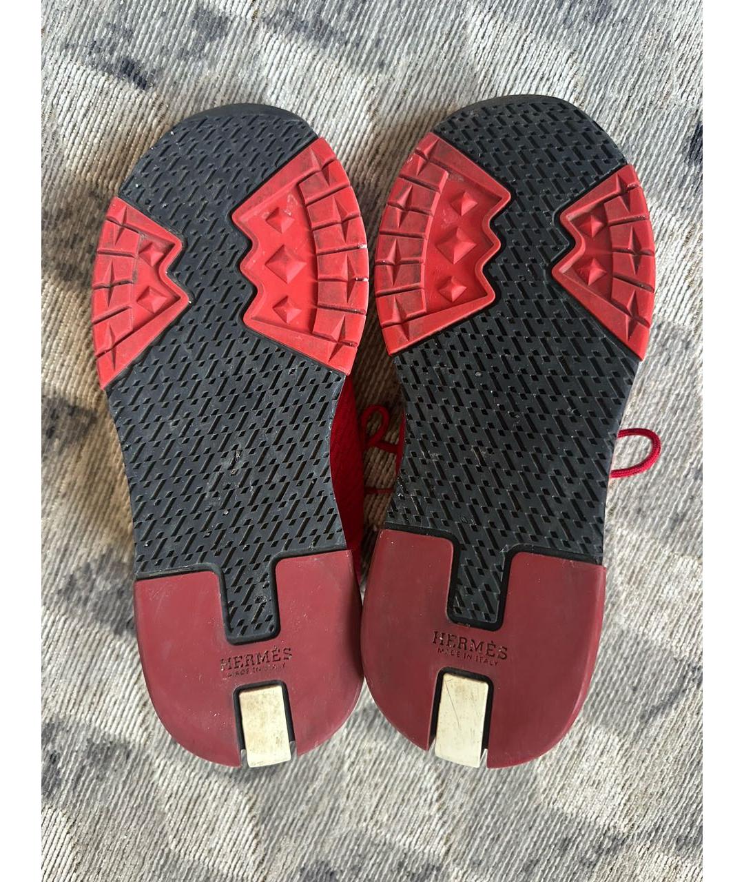 HERMES Красные текстильные кроссовки, фото 6