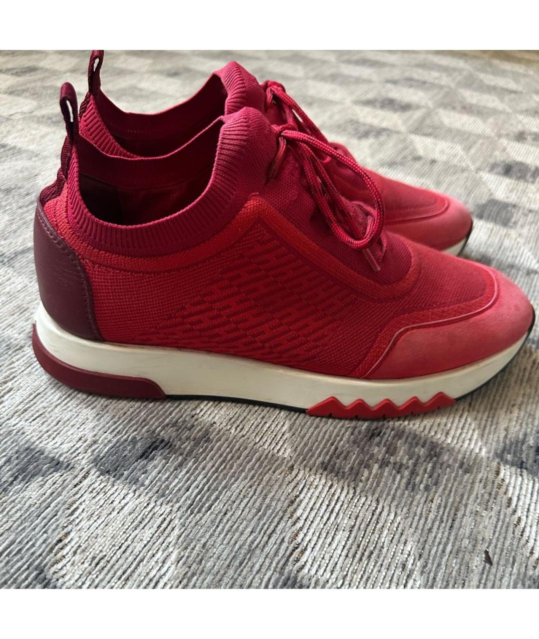 HERMES Красные текстильные кроссовки, фото 4