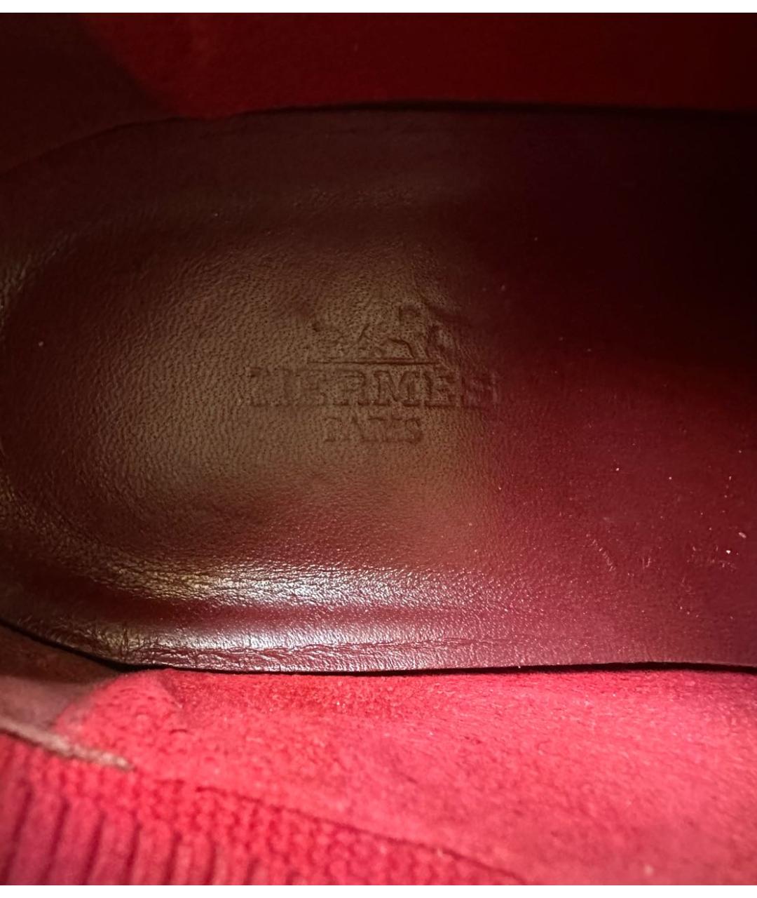 HERMES Красные текстильные кроссовки, фото 8