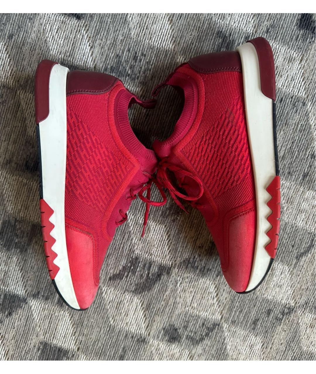 HERMES Красные текстильные кроссовки, фото 5