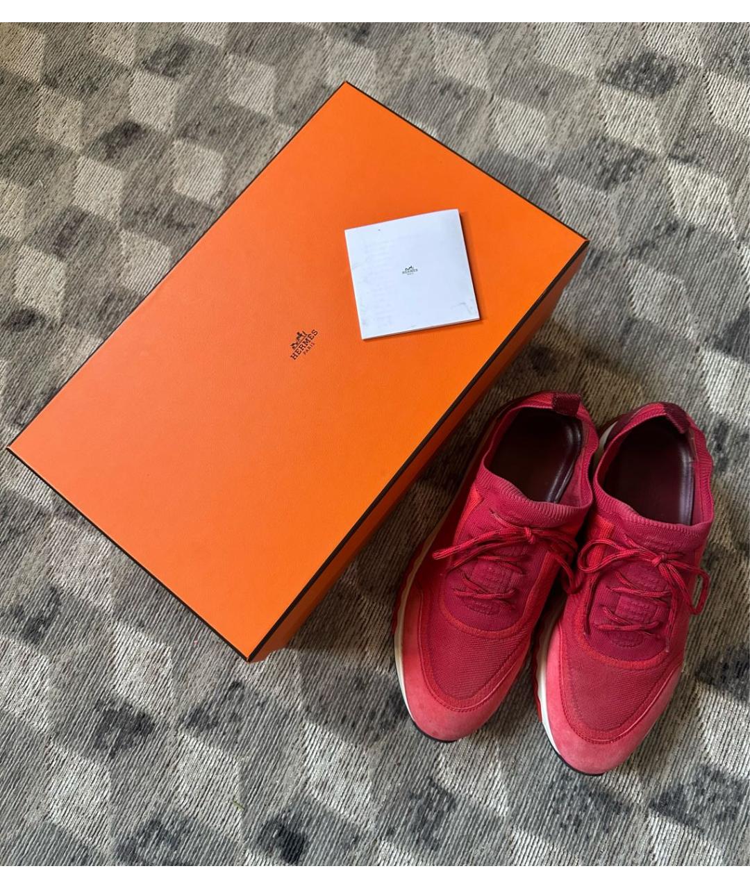 HERMES Красные текстильные кроссовки, фото 2