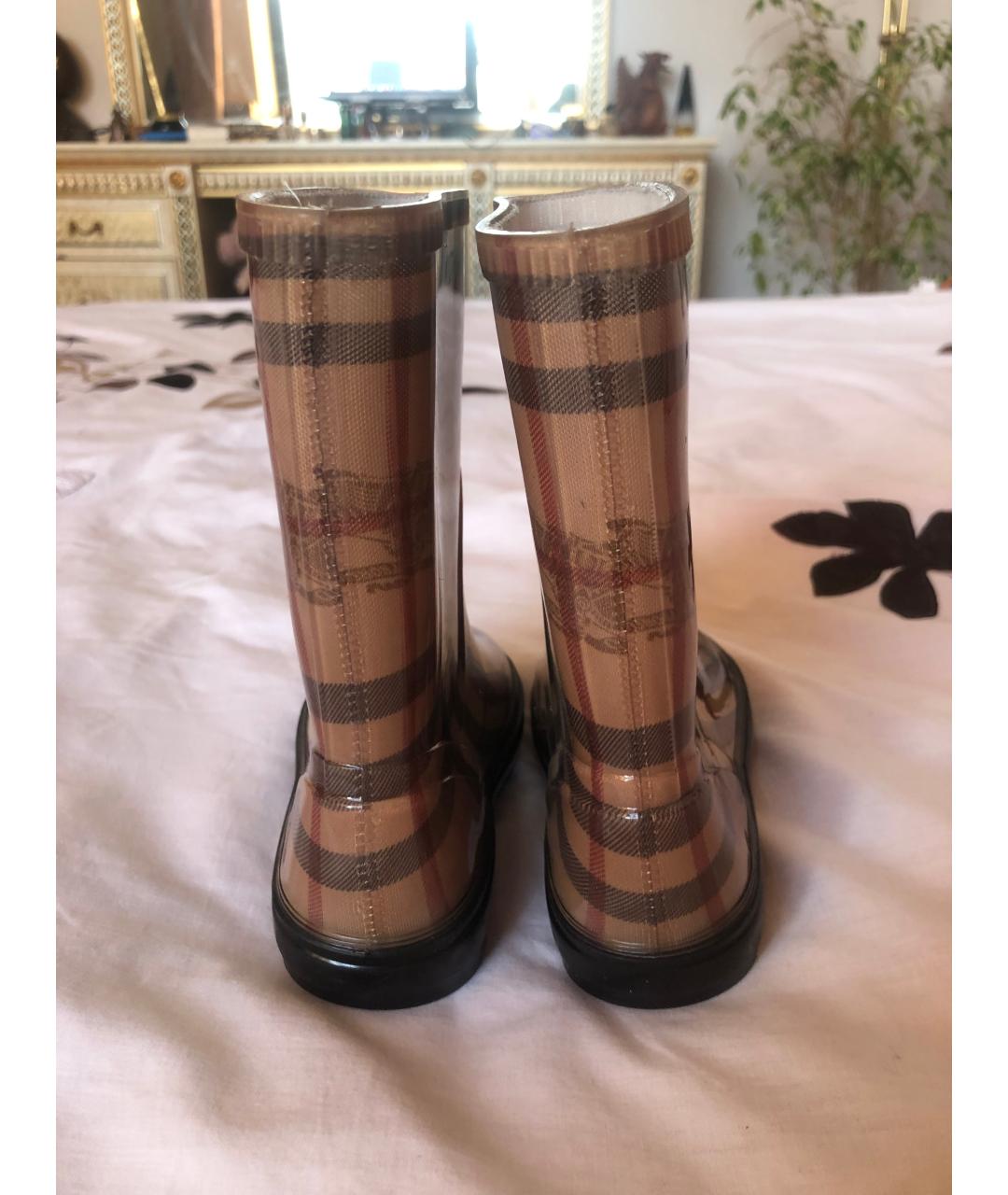 BURBERRY Бежевые резиновые сапоги, фото 4