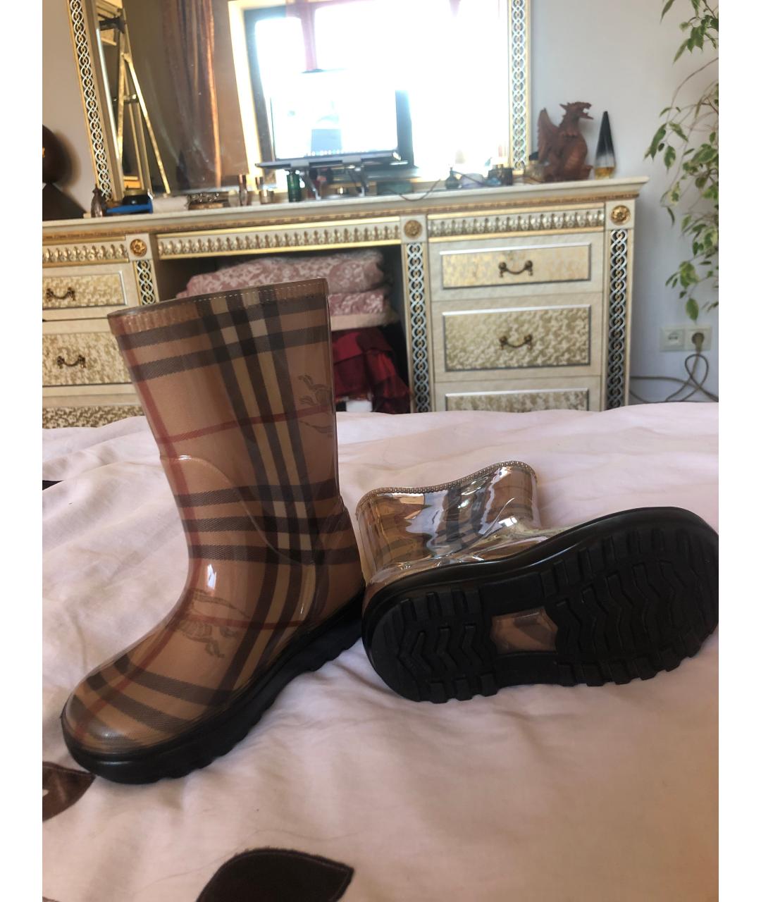 BURBERRY Бежевые резиновые сапоги, фото 8