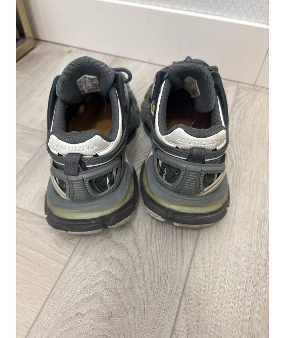 BALENCIAGA Антрацитовые кожаные кроссовки, фото 3